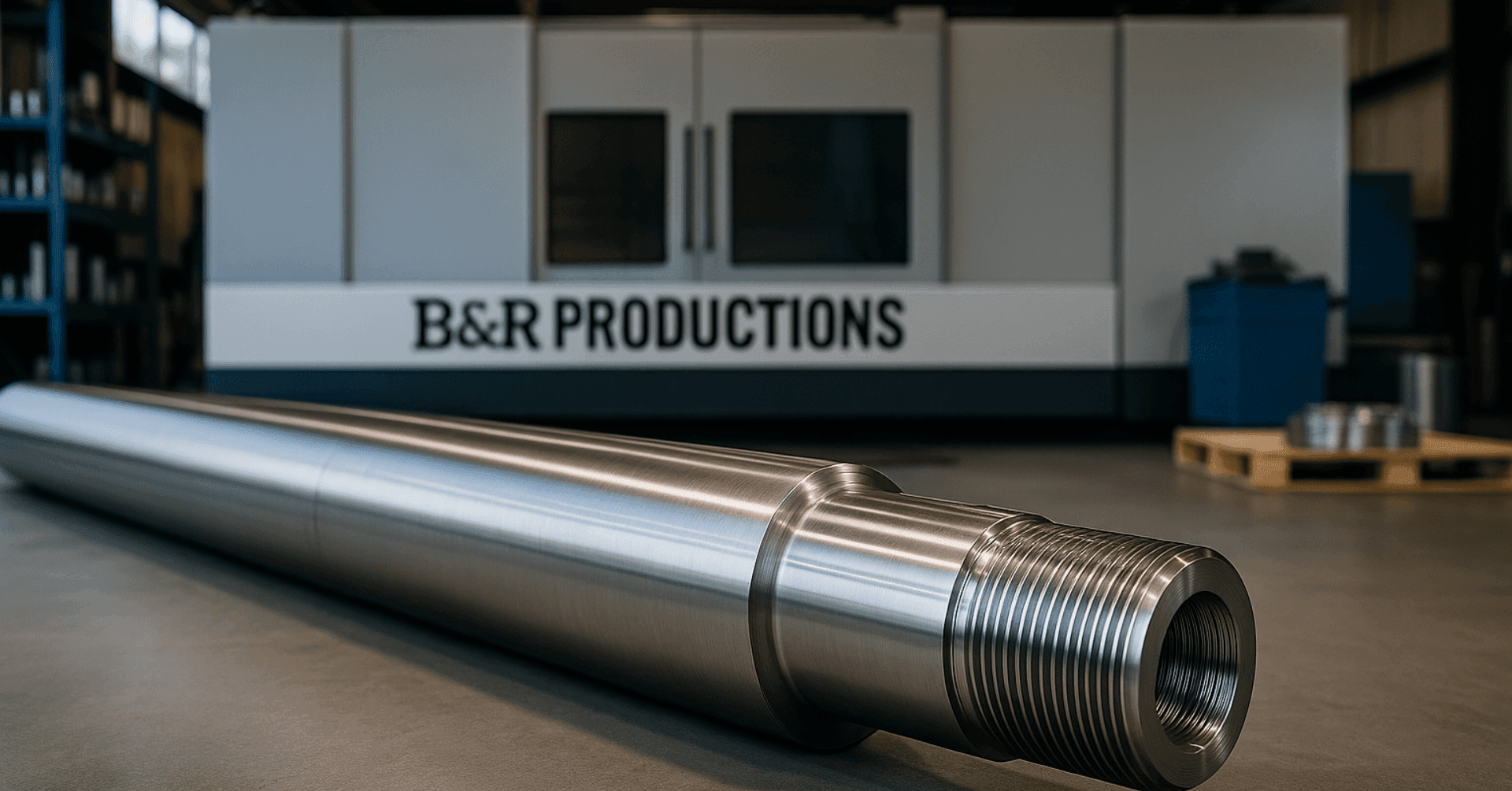 Large-diameter CNC turning of long oilfield mandrel for Texas drilling and production operations.